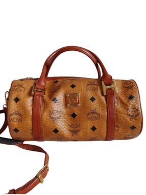MCM Viesto Coated Canvas & Leather Barrel Satchel Crossbody Bag